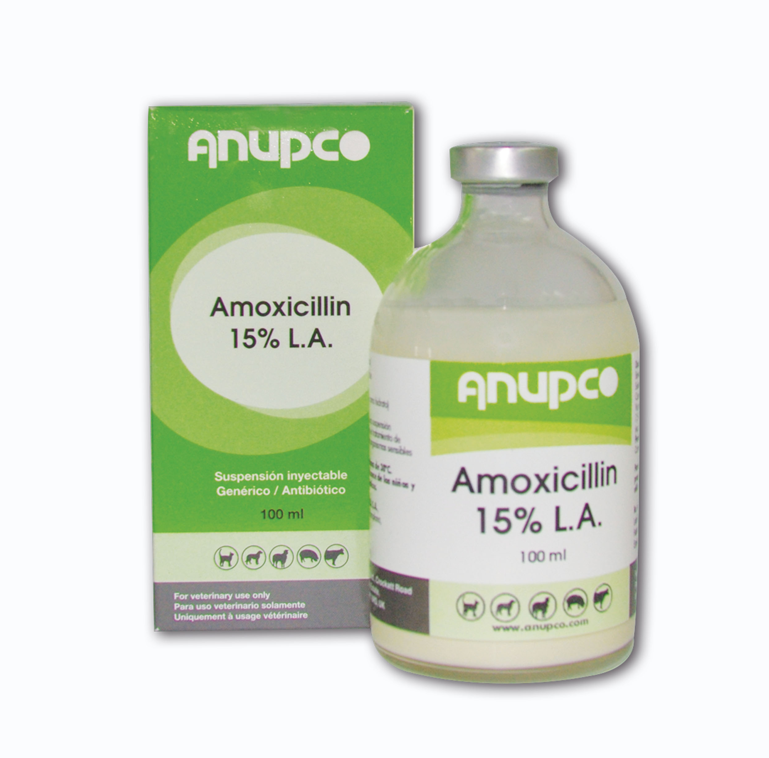 AMOXICILIN-15-LA Antibiótico amoxicilina inyectable. 